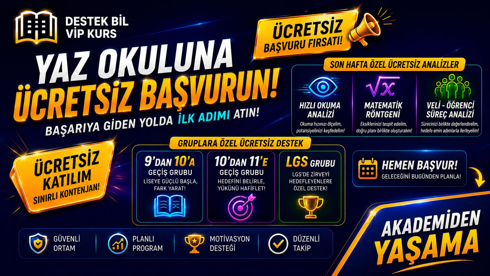 Destek Bil Vip Kurs Yaz Okulu